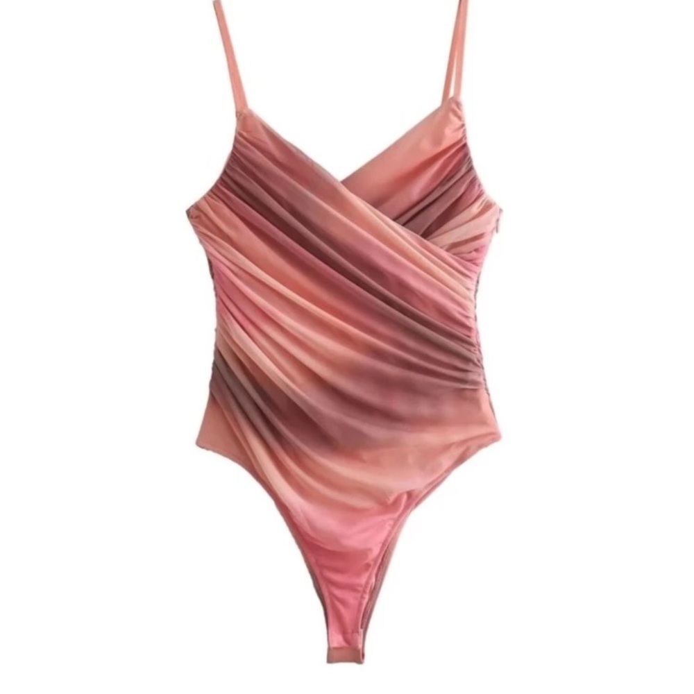 NWT Zara Faux Wrap Mesh Bodysuit Sz XL